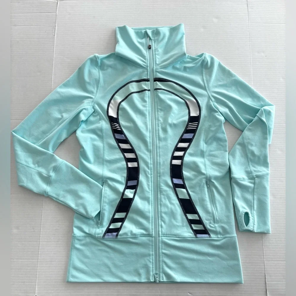 Lululemon Heathered‎ Aquamarine Discover Stripe In Stride Jacket Omega Women’s 8